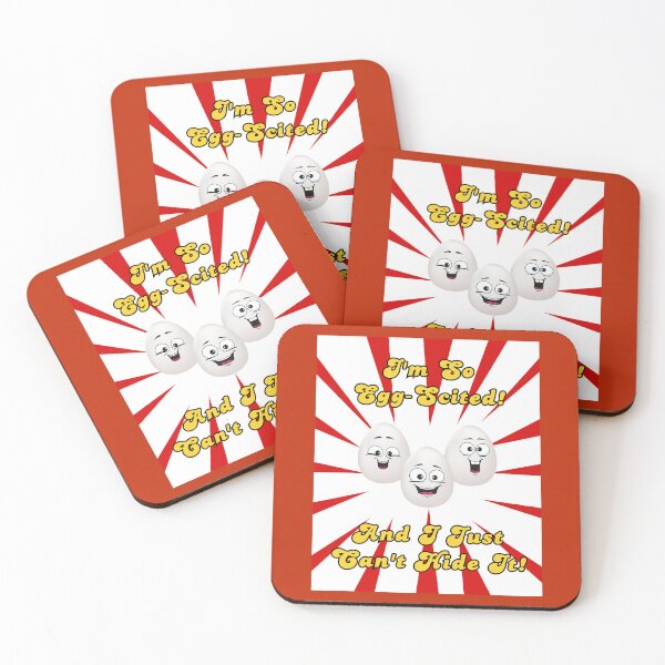 Item preview, I'm So Egg-Scited And I Just Can't Hide It! 3 Eggs, Yellow Font, Red Ray's  designed and sold by AASparksDesigns.