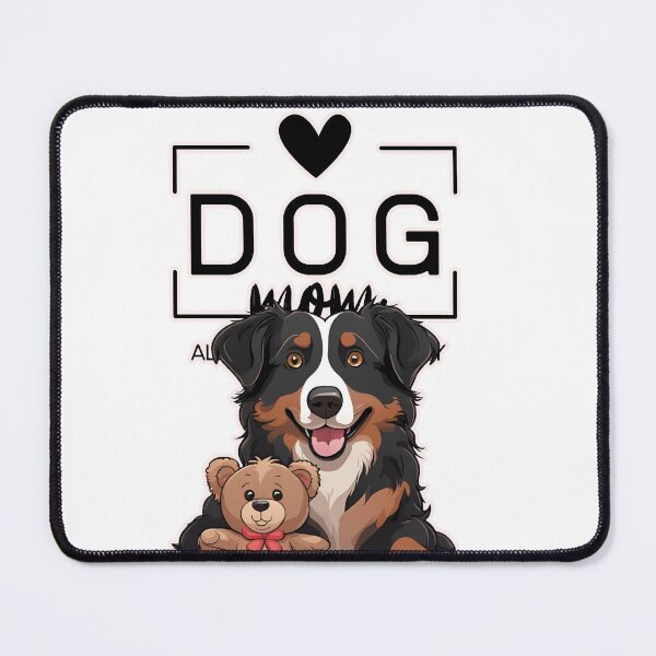 Item preview, Adorable Australian Shepherd with a Plush Teddy Bear – Cartoon Illustration designed and sold by GoodyPaws.