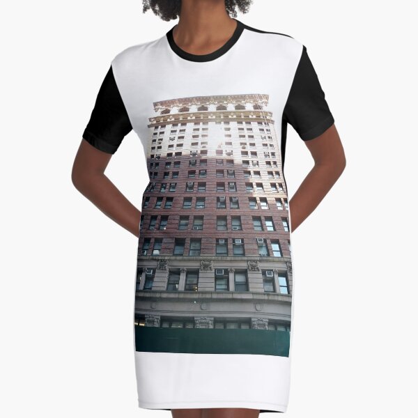 New York, Manhattan, #NewYork, #Manhattan, Tower Block, #TowerBlock, High-Rise Building, #HighRiseBuilding Graphic T-Shirt Dress