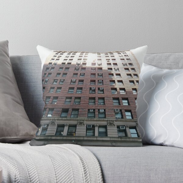 New York, Manhattan, #NewYork, #Manhattan, Tower Block, #TowerBlock, High-Rise Building, #HighRiseBuilding Throw Pillow