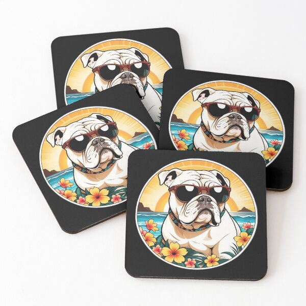 Item preview, Hawaii Bulldog with Sunglasses at Sunset by The Beach designed and sold by NautiChic.