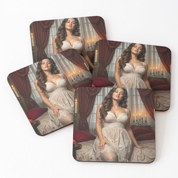 Item preview, Gorgeous Woman in Vintage White Lace Nightdress designed and sold by stine1.