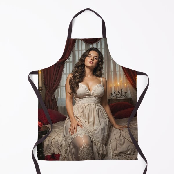 Item preview, Gorgeous Woman in Vintage White Lace Nightdress designed and sold by stine1.