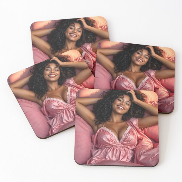 Item preview, Gorgeous Woman in Pink Satin Pyjamas designed and sold by stine1.