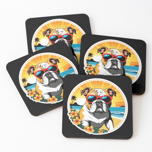 Item preview, Hawaii Bulldog with Sunglasses and Orchids by The Beach designed and sold by NautiChic.