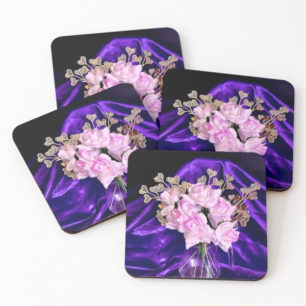 Item preview, Mauve Roses Flowers with Gold hearts flowers designed and sold by TeAnne.