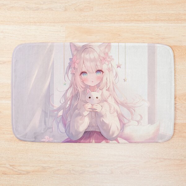 Item preview, Soft Pastel Fox Girl with Cute Plush – Dreamy Kawaii Anime Aesthetic designed and sold by Kawai Anime Shop.