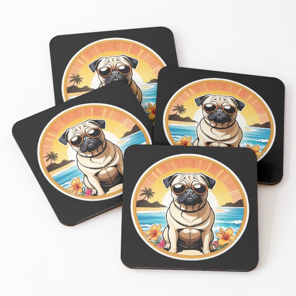 Item preview, Hawaii Pug with Sunglasses at Sunset by The Beach designed and sold by NautiChic.