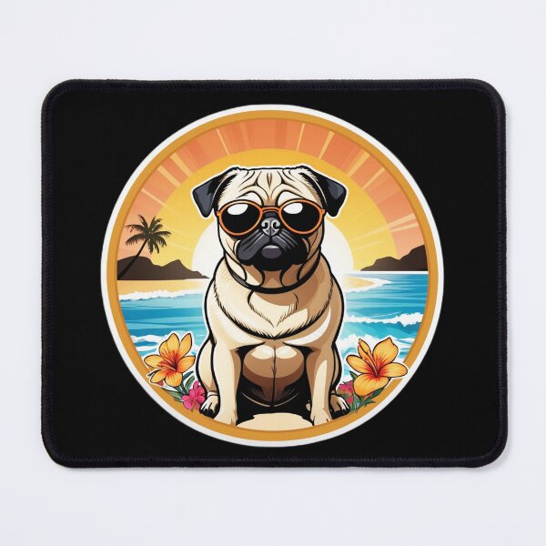 Item preview, Hawaii Pug with Sunglasses at Sunset by The Beach designed and sold by NautiChic.