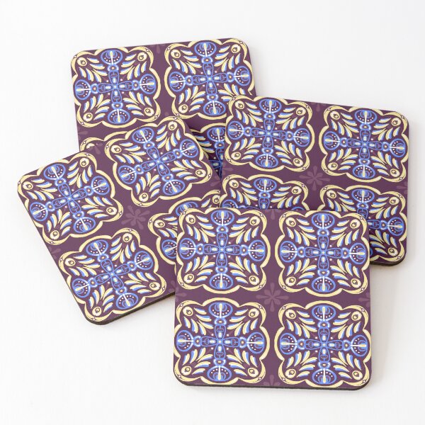 Item preview,  Marsala blue-yellow pattern in the style of Italian tiles designed and sold by Valentina-ty.