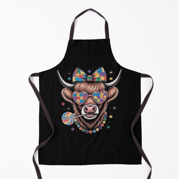 Item preview, Colorful Highland Cow with Puzzle Heart Glasses - Autism Awareness Art designed and sold by love3617.
