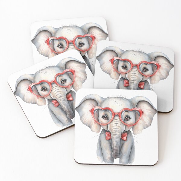 Item preview, Cute Elephant with Glasses designed and sold by CreatedbyKandJ.