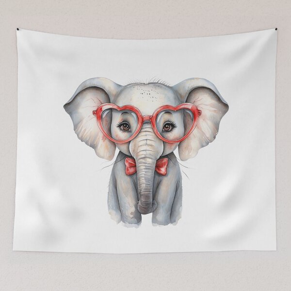 Item preview, Cute Elephant with Glasses designed and sold by CreatedbyKandJ.