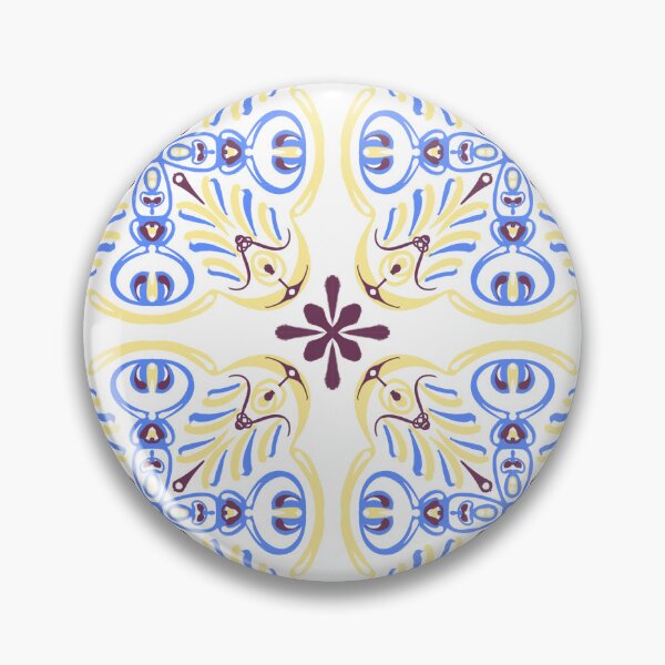 Item preview, White, blue-yellow pattern in the style of Italian street tiles designed and sold by Valentina-ty.