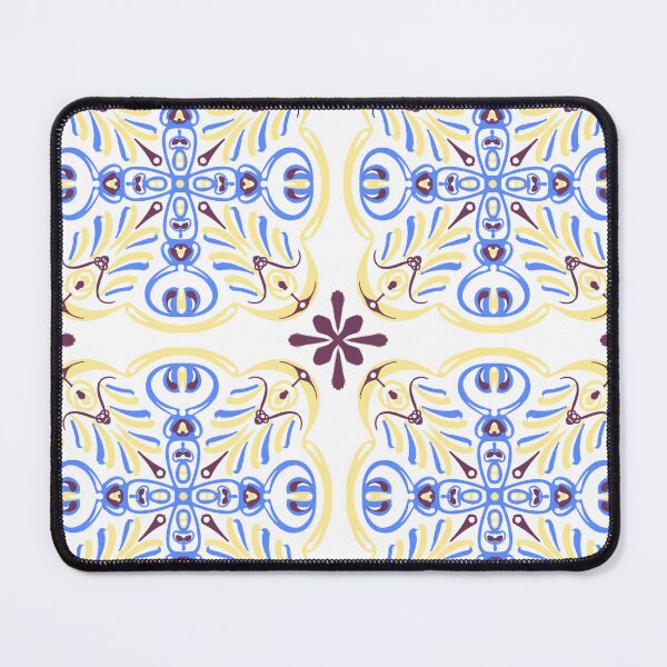 Item preview, White, blue-yellow pattern in the style of Italian street tiles designed and sold by Valentina-ty.