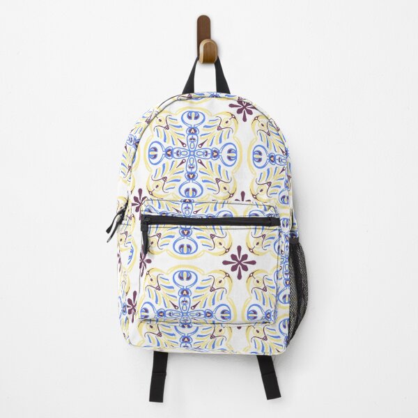 Item preview, White, blue-yellow pattern in the style of Italian street tiles designed and sold by Valentina-ty.