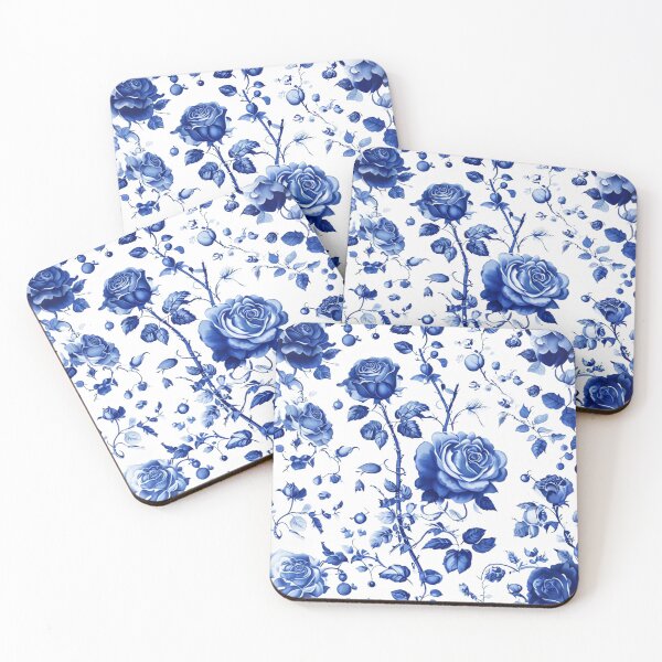 Item preview, Blue Chinoiserie Blue and White Floral Roses designed and sold by CreatedbyKandJ.