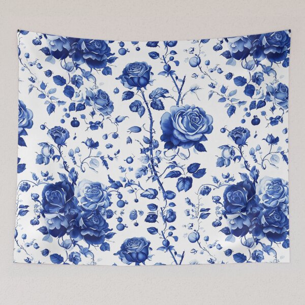 Item preview, Blue Chinoiserie Blue and White Floral Roses designed and sold by CreatedbyKandJ.