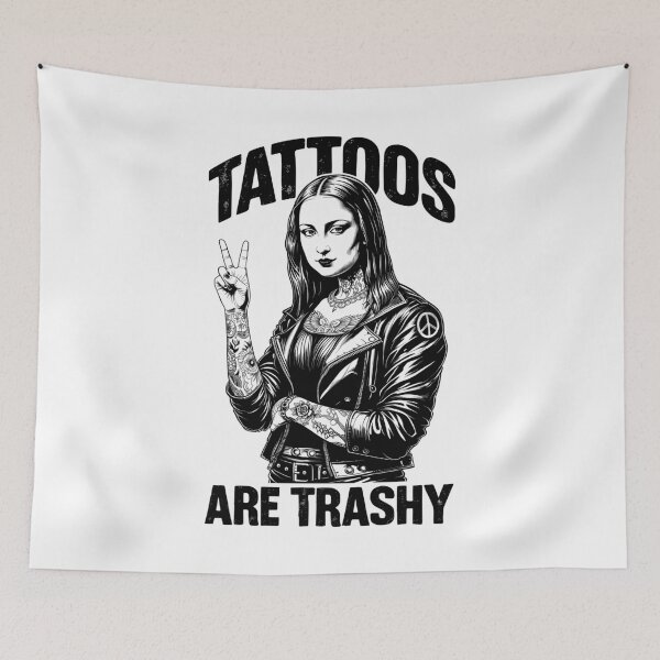 Item preview, Tattoos Are Trashy Funny Goth Punk Inked Mona Lisa Peace designed and sold by GrandeDuc.