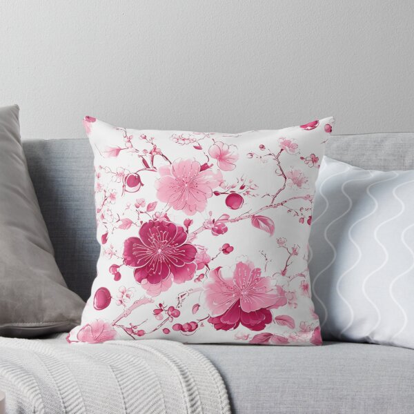 Item preview, Red Chinoiserie Pink and White Floral Cherry Blossom designed and sold by CreatedbyKandJ.