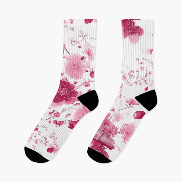 Item preview, Red Chinoiserie Pink and White Floral Cherry Blossom designed and sold by CreatedbyKandJ.
