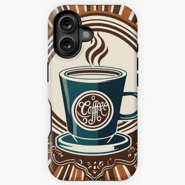 Item preview, Warm coffee cup with steam surrounded by an artistic sunburst design designed and sold by VintageVibesVV.