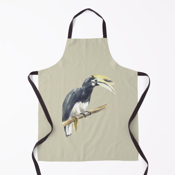 Item preview, Hornbill bird, Buceros bicornis. Rhinoceros bird perched on branch. Tropical watercolor painting designed and sold by BartolArt.