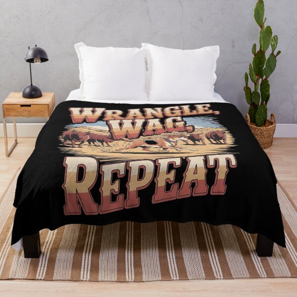 Item preview, Wrangle,wag repeat - Cowboy dog - Get the cowboy dog out - Think cowboy dog - Free cowboy dog - Run for the cowboy dog - Funky cowboy dog designed and sold by JansenGS.