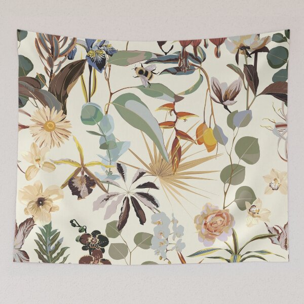 Item preview, Beautiful vintage Floral pattern in the many kind of flowers. Tropical botanical Motifs scattered random. designed and sold by MatyKotiv.