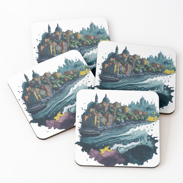 Item preview, Mystic Coastal City: A Watercolor Dreamscape designed and sold by Dr-Kane.