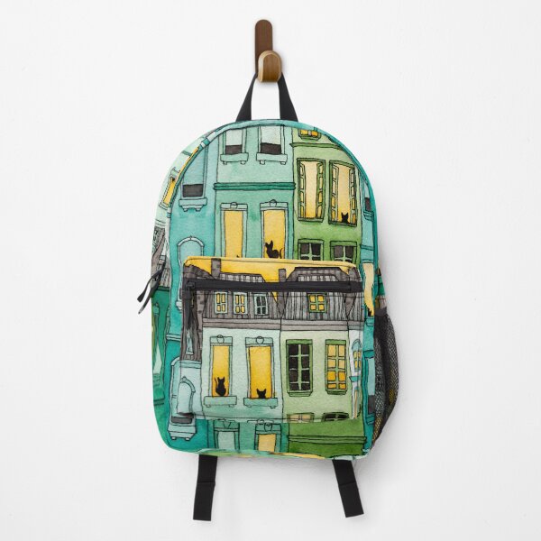 Item preview, Cats in Green Townhouses designed and sold by KilkennyCat Art.