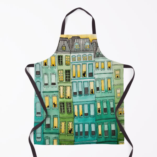 Item preview, Cats in Green Townhouses designed and sold by KilkennyCat Art.