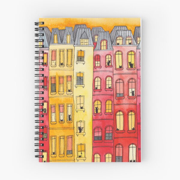 Item preview, Sunset Townhouse Block Cats designed and sold by KilkennyCat Art.