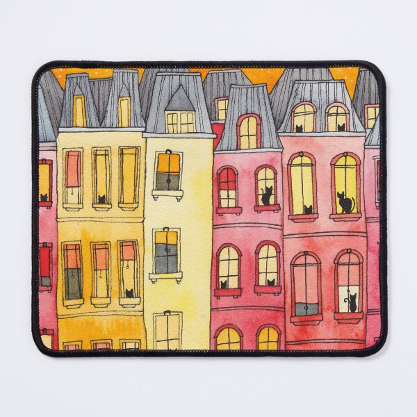 Item preview, Sunset Townhouse Block Cats designed and sold by KilkennyCat Art.