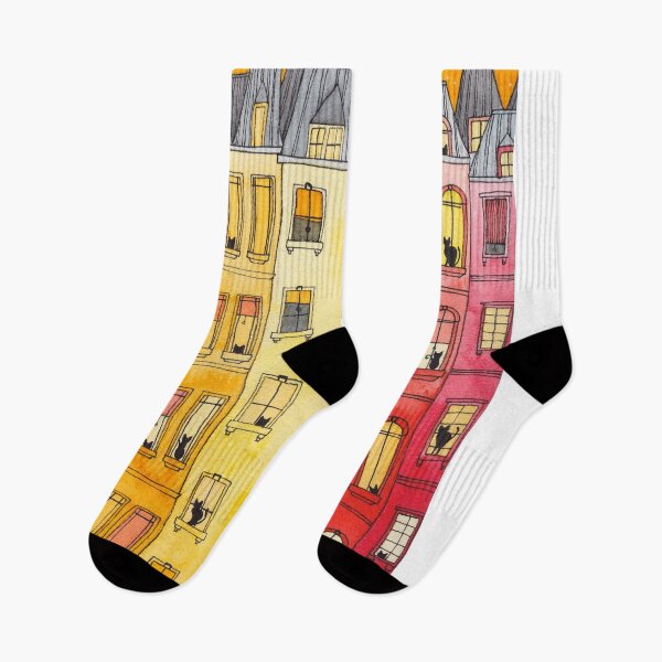 Item preview, Sunset Townhouse Block Cats designed and sold by KilkennyCat Art.