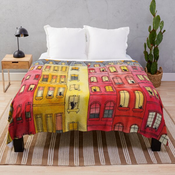 Item preview, Sunset Townhouse Block Cats designed and sold by KilkennyCat Art.
