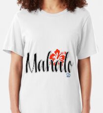 Mahalo with Hibiscus Flower Slim Fit T-Shirt
