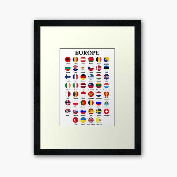 Item preview, Europe Countries Flags with Names designed and sold by USEFULART-Shop.