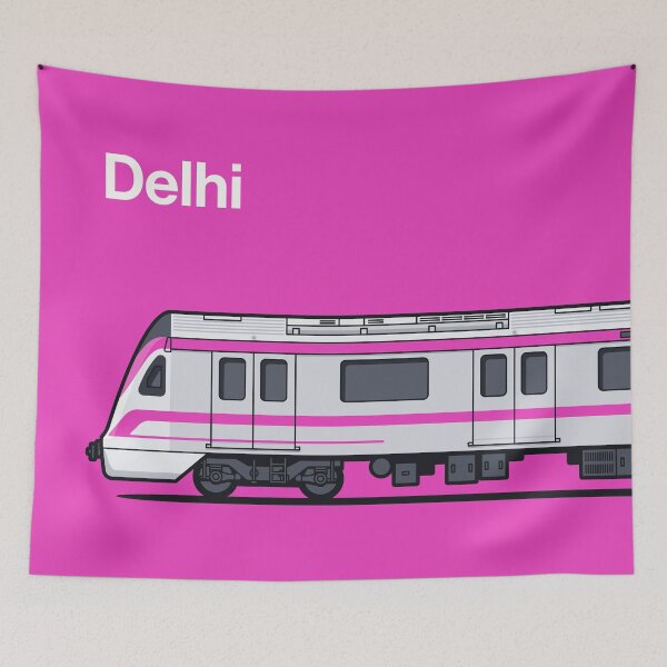 Item preview, Delhi Magenta Line World Train Side India designed and sold by VoodooCircus.