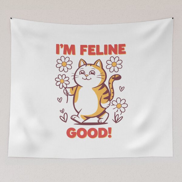 Item preview, feeling good, feline, cat, cute, meme, funnyfits70, Humor, Funny, retro, vintages, funny quotes, animal humor, designed and sold by FunnyFits70.
