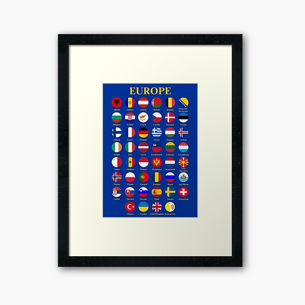 Item preview, Europe Countries Flags with Names designed and sold by USEFULART-Shop.