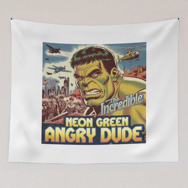 Item preview, angry dude, monster, superhero, green, funnyfits70, Humor, Funny, retro, vintage, funny quotes, animal humor, designed and sold by FunnyFits70.