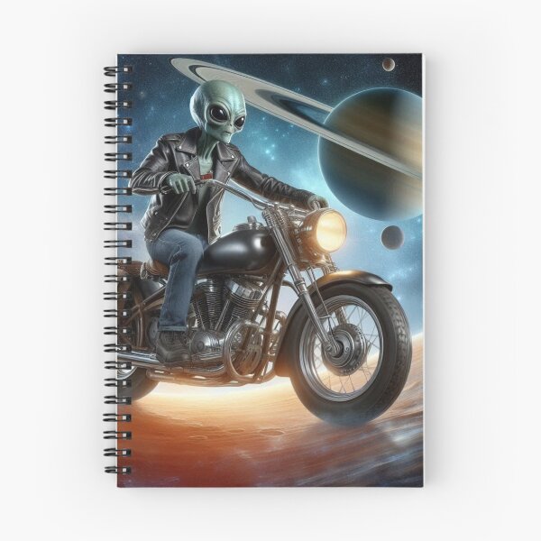 Item preview, Alien in leather jacket riding a classic motorcycle designed and sold by Dogandesighn.