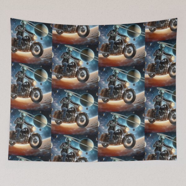Item preview, Alien in leather jacket riding a classic motorcycle designed and sold by Dogandesighn.