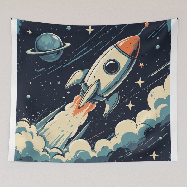 Item preview, Space Exploration – Vintage-Inspired Rocket Illustration designed and sold by Moss and Moon Studio.
