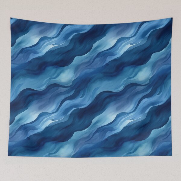Item preview, Dark Blue Watercolor Waves designed and sold by DigitaICraft.