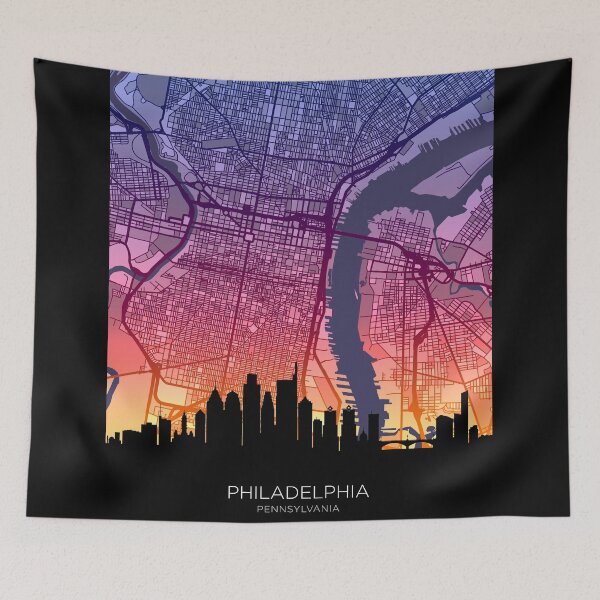 Item preview, Philadelphia Pennsylvania Skyline Map designed and sold by ArtPrints.