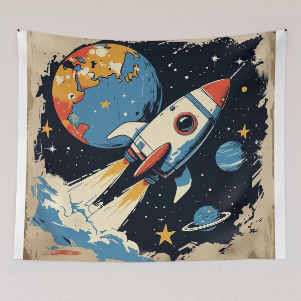 Item preview, Space Exploration – Vintage-Inspired Rocket Illustration designed and sold by Moss and Moon Studio.