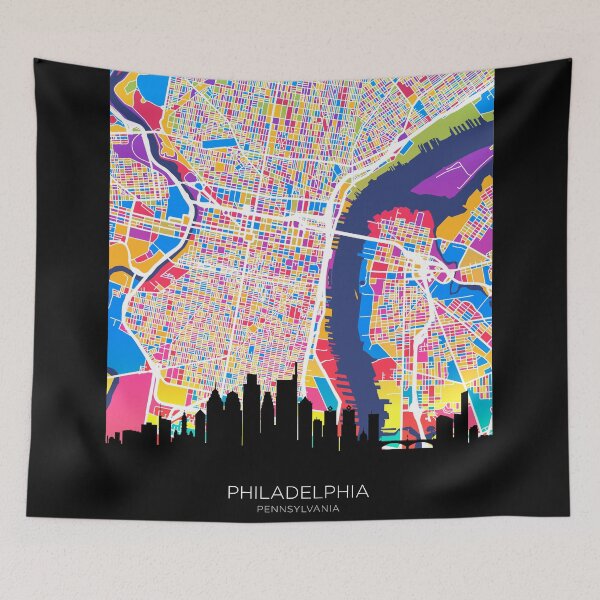 Item preview, Philadelphia Pennsylvania Skyline Map designed and sold by ArtPrints.