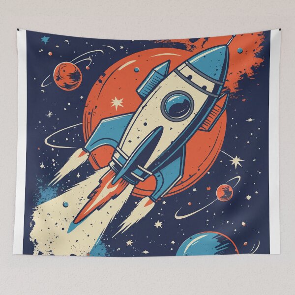 Item preview, Space Exploration – Vintage-Inspired Rocket Illustration designed and sold by Moss and Moon Studio.